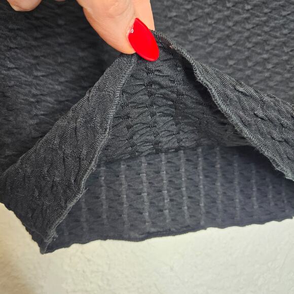 NA-KD Womens Structure Knit High Neck Cropped Top XXS Black Long Sleeve Stretch - Picture 6 of 12